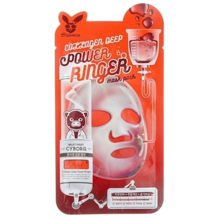 Маска тканевая для лица с коллагеном - Elizavecca Collagen deep power ringer mask pack