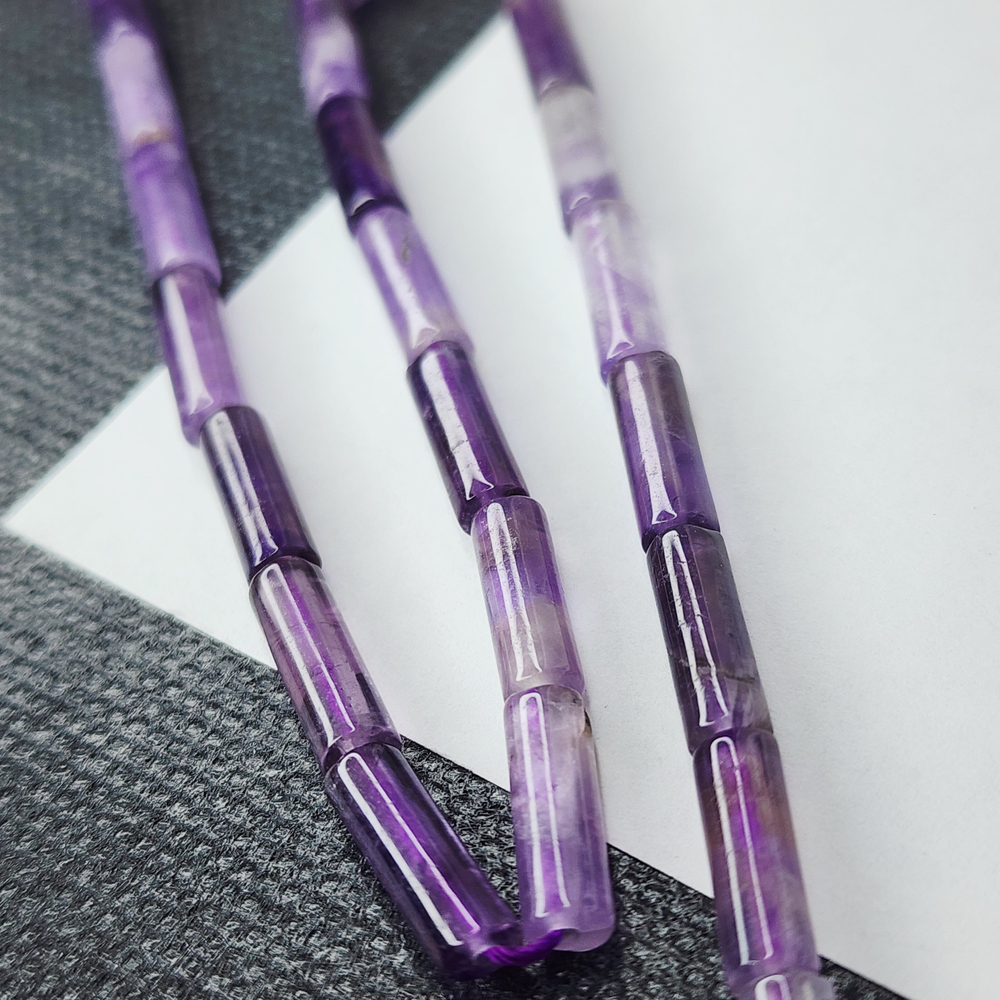 Аметист натуральный, бусина трубочка, цилиндр, р-р 13×4мм, штучно