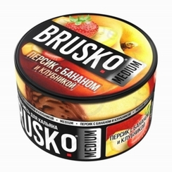 Бестабачная смесь для кальяна BRUSKO, 250 г, Персик с бананом и клубникой, Medium (M)