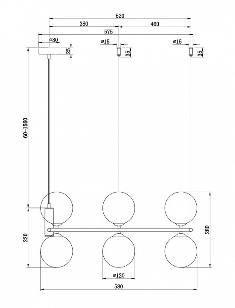 Подвесная люстра Maytoni MOD013PL-06W