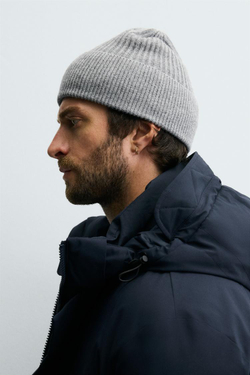ZARA ШАПКА БИНИ ИЗ СМЕСОВОЙ ШЕРСТИ, СЕРЫЙ