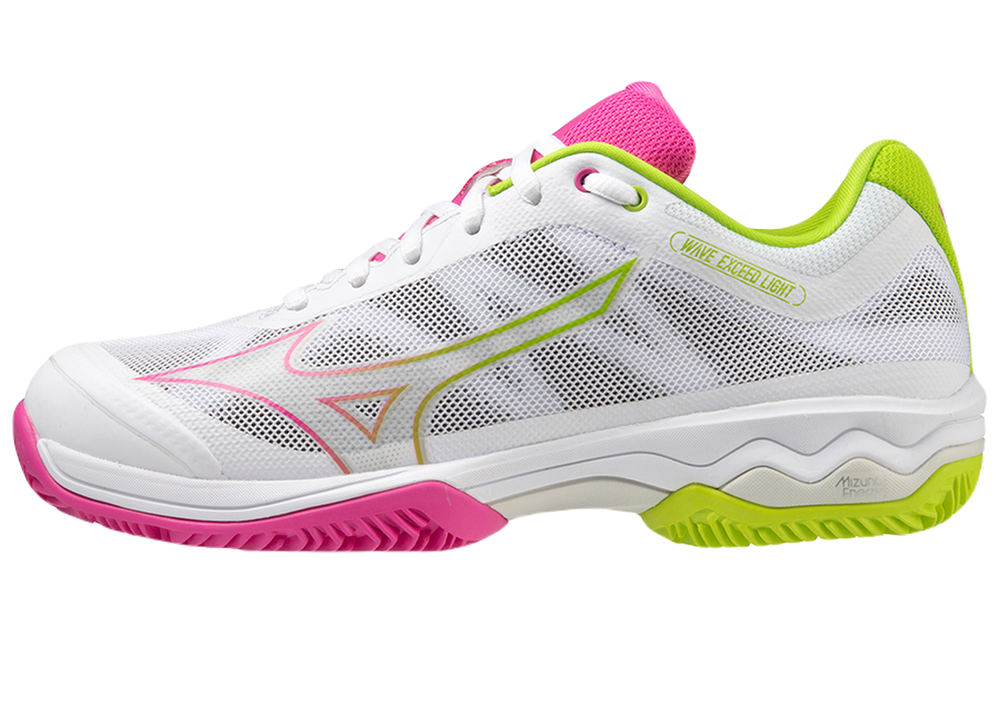 Женские  кросовки для Padel Mizuno Wave Exceed Light Padel - white/fuchsia fedora/acid lime