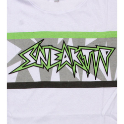 Футболка Sneaktip Edges белая с зеленым принтом вблизи