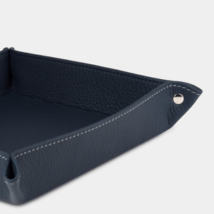 Лоток для мелочей из натуральной кожи теленка, синего цвета