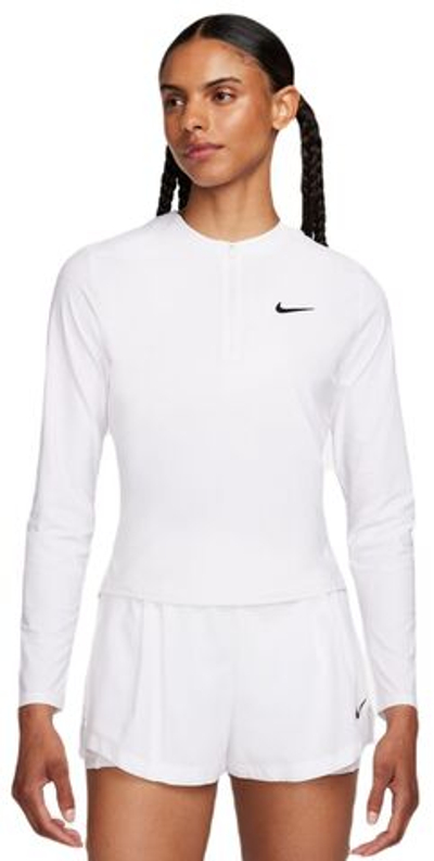 Женская теннисная футболка (dł. Рукава) Nike Court Advantage Dri-Fit 1/4-Zip Tennis Mid Layer - white/black