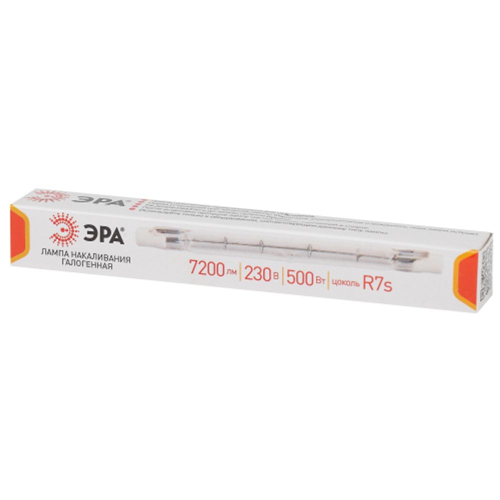 Лампочка галогенная ЭРА J118-500W-R7s-230V R7s 500Вт трубка теплый белый свет | Лампы галогенные Линейные (R7s)
