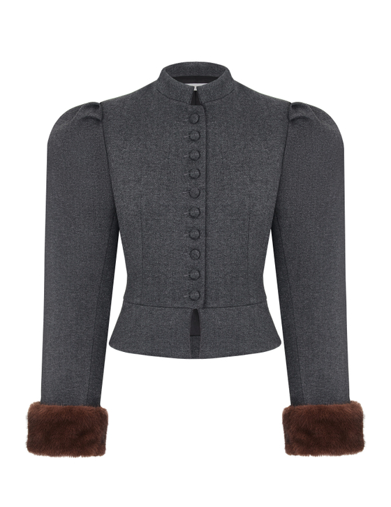 Жакет Winter c норкой, серый