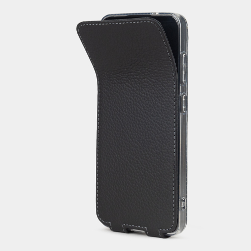 Чехол для Samsung Galaxy S24 Plus из натуральной кожи теленка, черного цвета