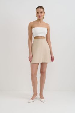 Юбка мини со стежкой бежевого цвета