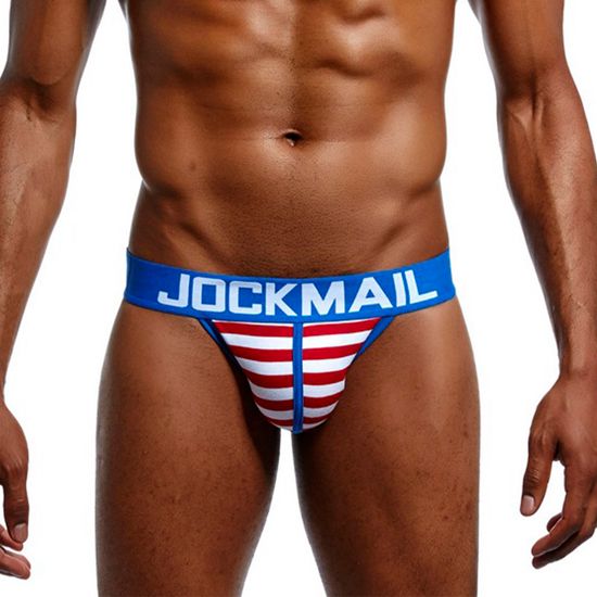 Мужские трусы танга синие JOCKMAIL JM3027-9