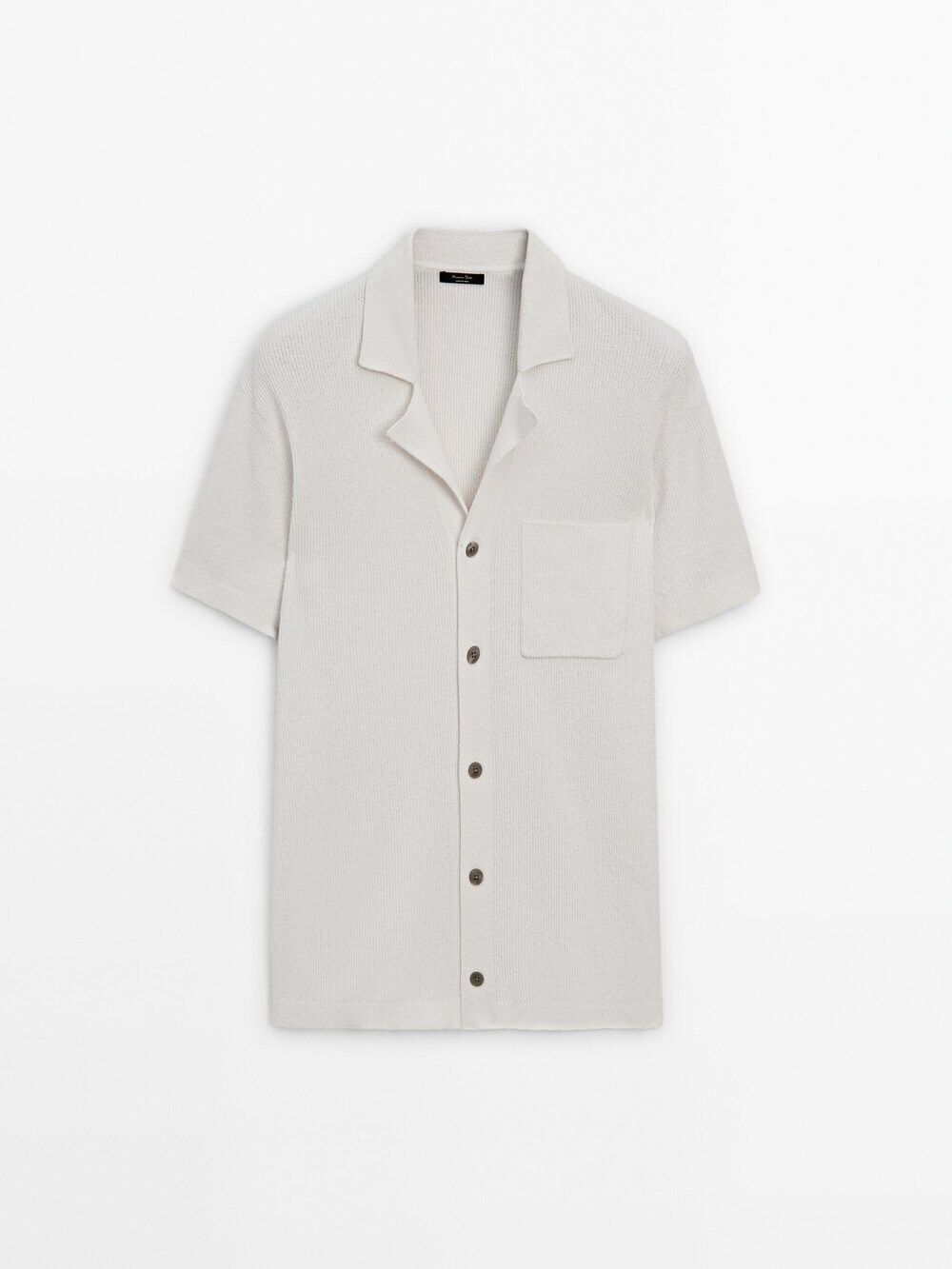 Massimo Dutti Вязаный кардиган с короткими рукавами и пуговицами, натуральный, кремовый