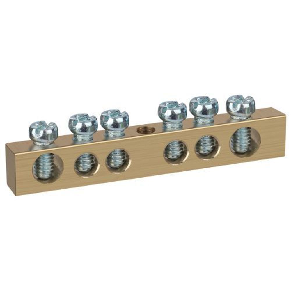 Шина NO-122-13 PEN "земля-ноль" 6х9мм 6/1 с креплениями по центру латунь ЭРА Б0047227 Шина NO-122-13 PEN "земля-ноль" 6х9мм 6/1 с креплениями по центру латунь ЭРА Б0047227