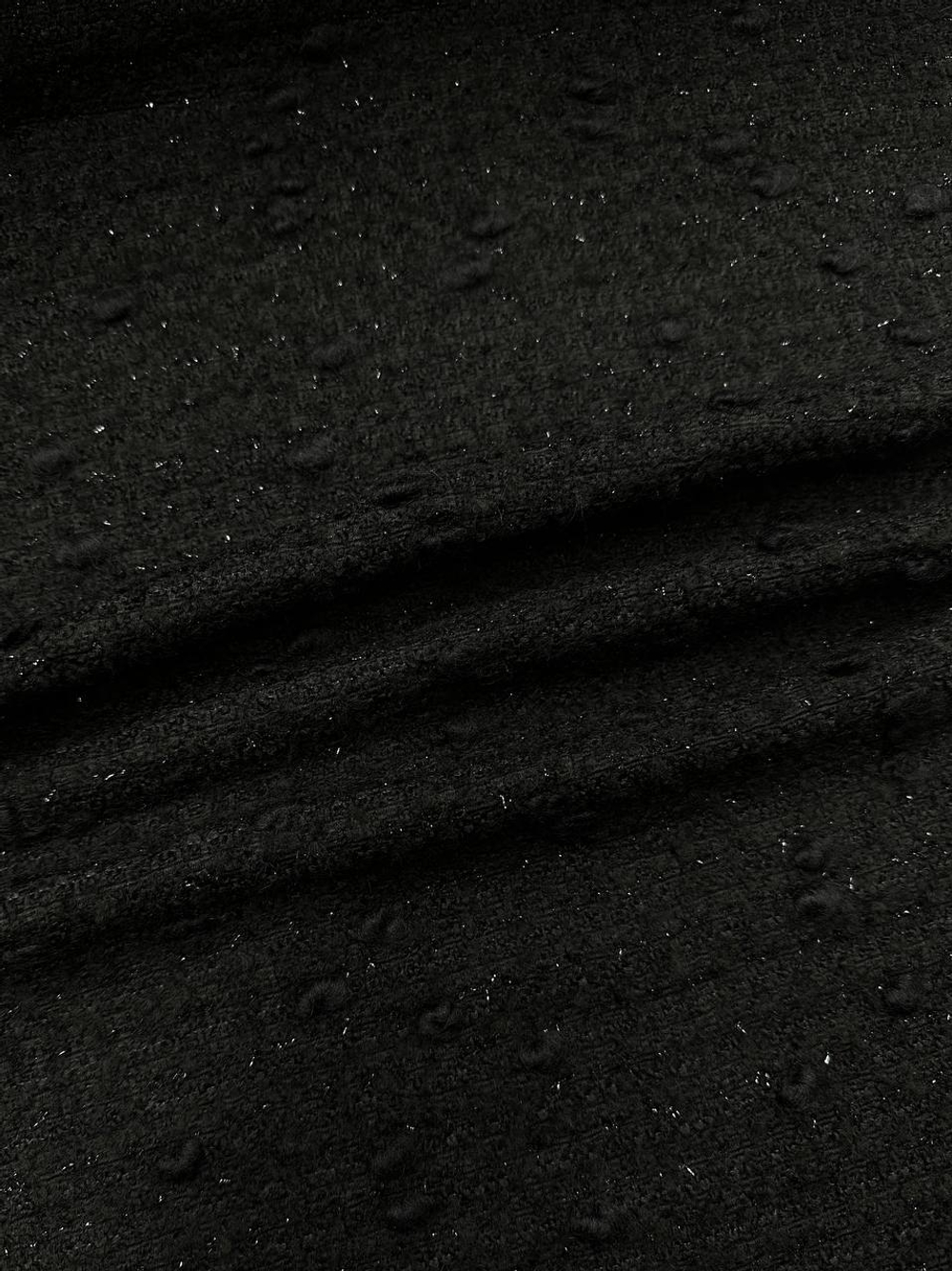 Твид шерсть с хлопком, п/э и п/а Chanel черный с фактурный