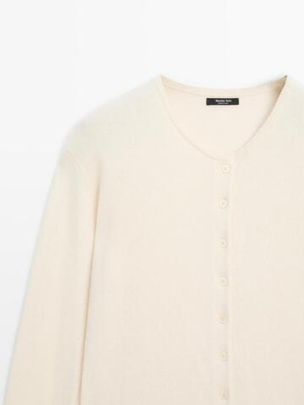 Massimo Dutti Кардиган из смесовой шерсти, ванильный