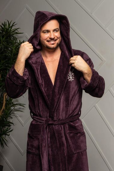 Халат мужской LOUIS с капюшоном Баклажан "Polens"