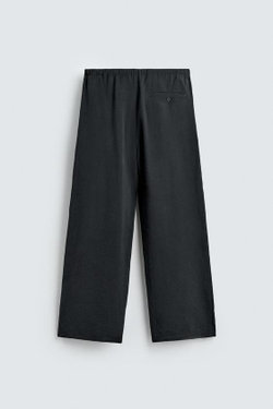 ZARA БРЮКИ RELAXED FIT ИЗ СТРУЯЩЕЙСЯ ТКАНИ, ЧЕРНЫЙ