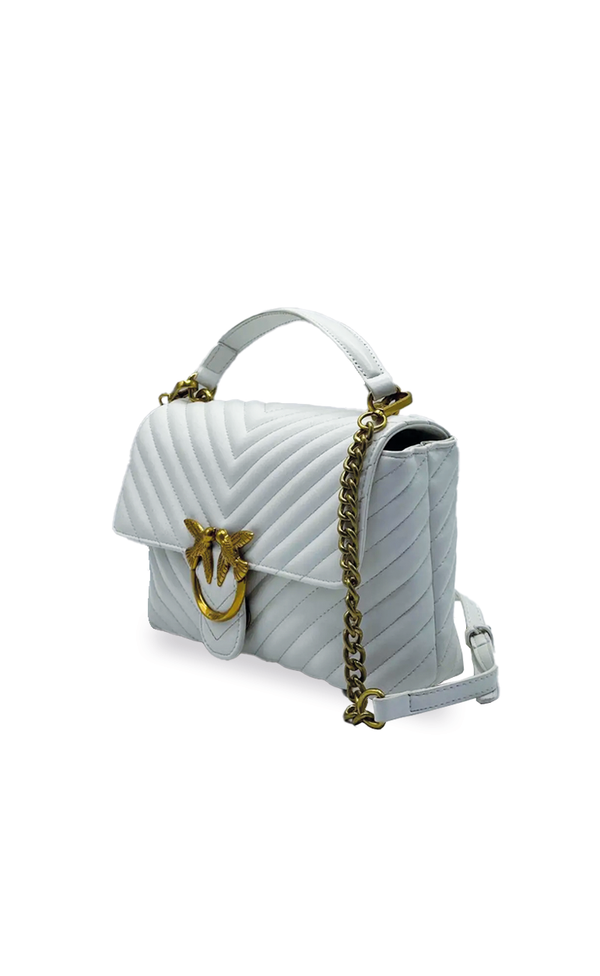 MINI LADY LOVE BAG PUFF CHEVRON - white/gold