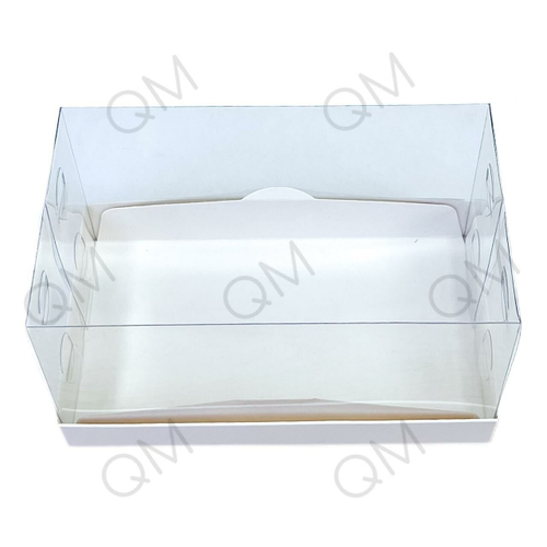 Коробка для рулета ПРЕМИУМ с пластиковой крышкой 210х120х120 мм (белая), 50шт