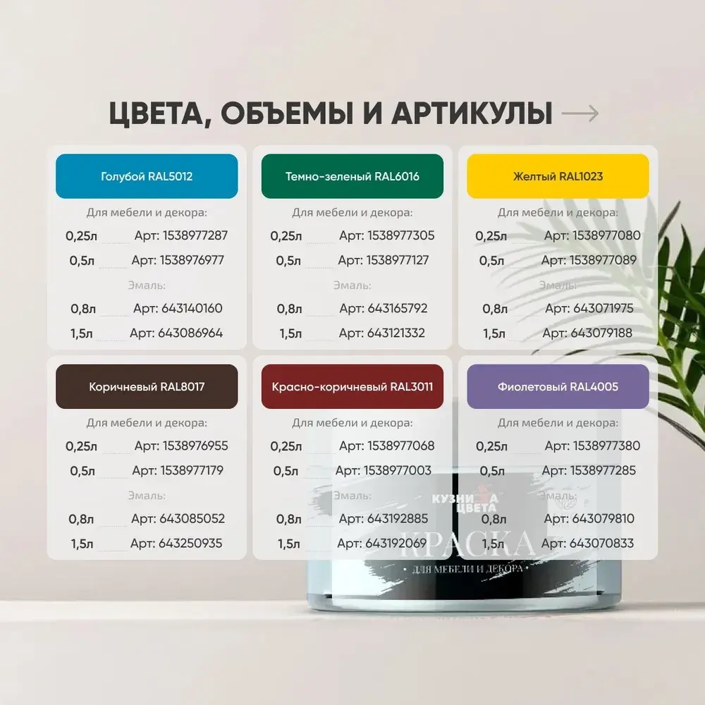 Краска для мебели и дерева без запаха белая 0.8л