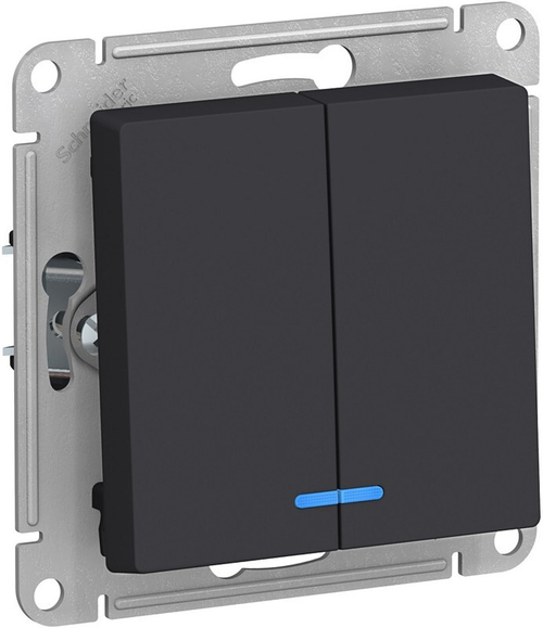 Выключатель 2-кл. СП AtlasDesign 10А IP20 10AX с подсветкой механизм карбон