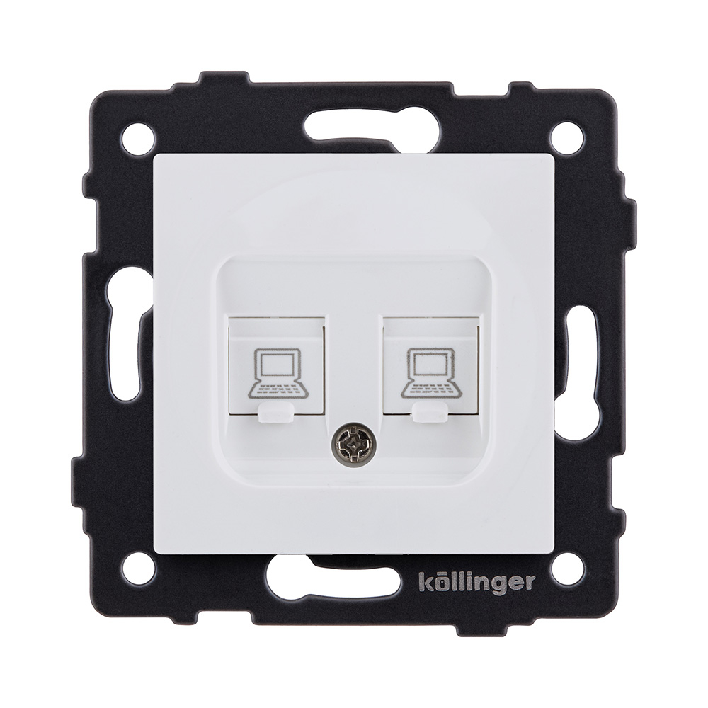 Розетка двойная Ethernet RJ45 Cat.6, белый матовый Kollinger REA-019WM для Aspekt, Eleganz, Reflex