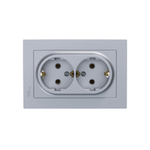 Systeme Electric AtlasDesign Алюминий Розетка с/з двойная, 16А, в сборе