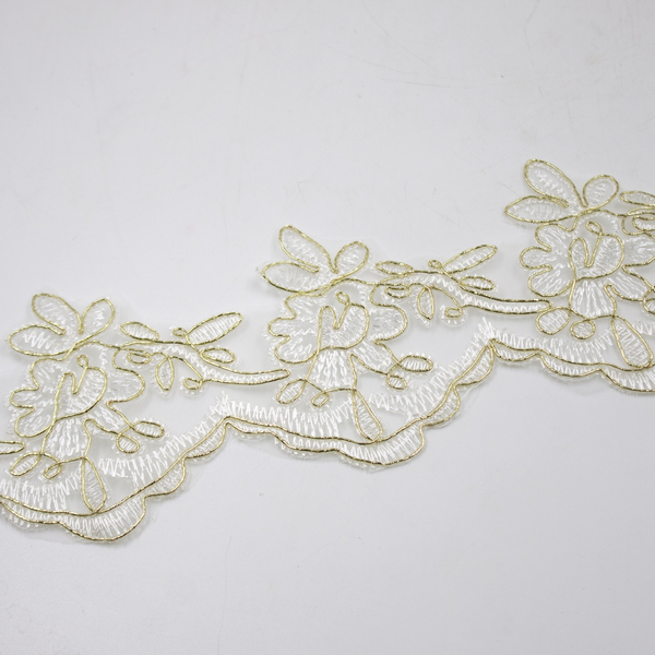 Кружево кордовое на сетке "Илона" золото