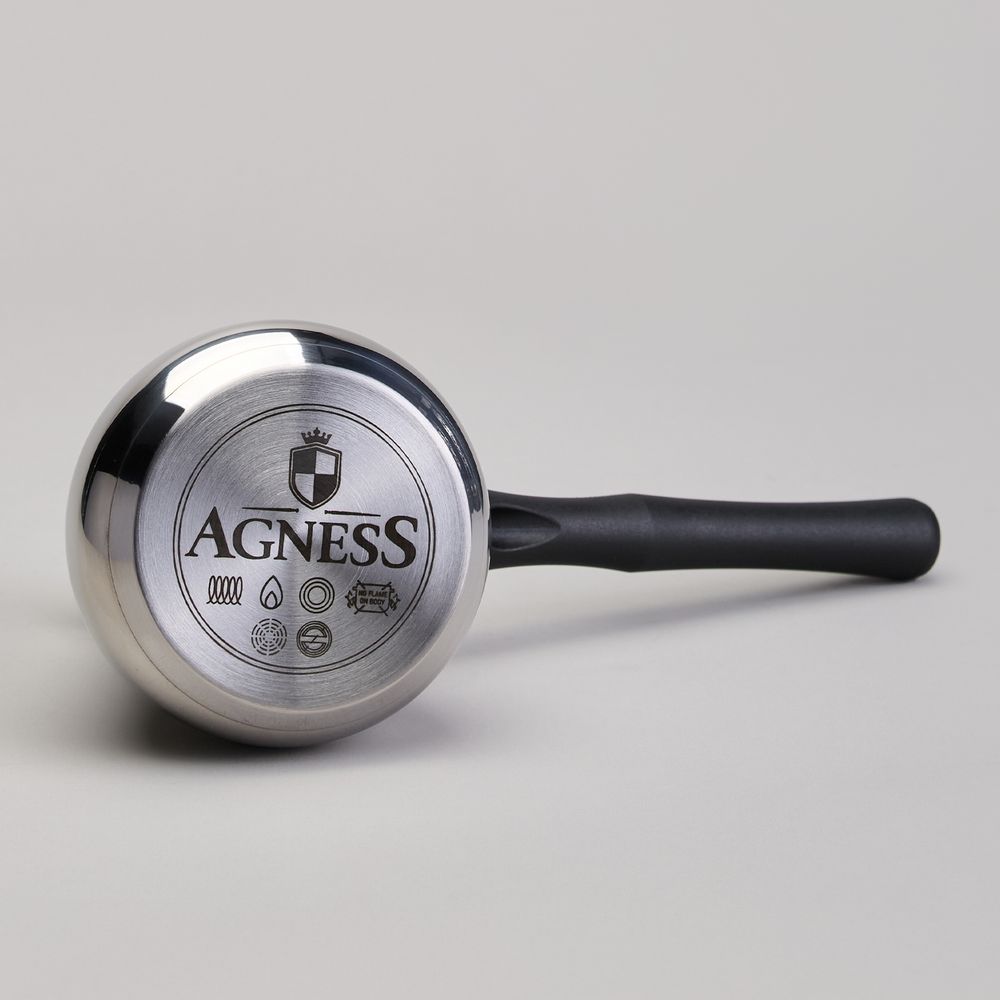 ТУРКА AGNESS, 350МЛ, НЕРЖ.СТАЛЬ 304, ТЕРМОАККУМУЛИРУЮЩЕЕ ДНО, ИНДУКЦИЯ