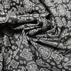 Ткань подкладочная сумочная Черная с огурцами