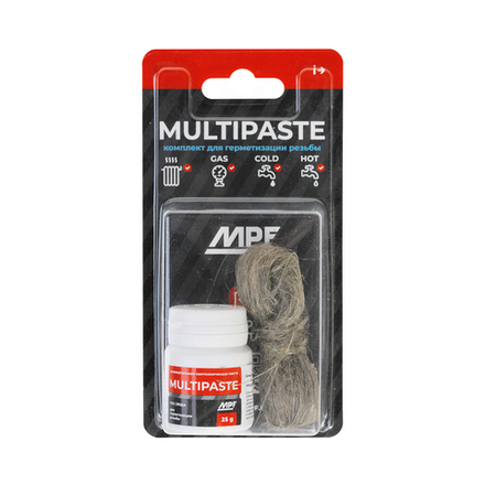 Комплект для герметизации MPF Multipaste, паста уплотнительная 25 г + лен