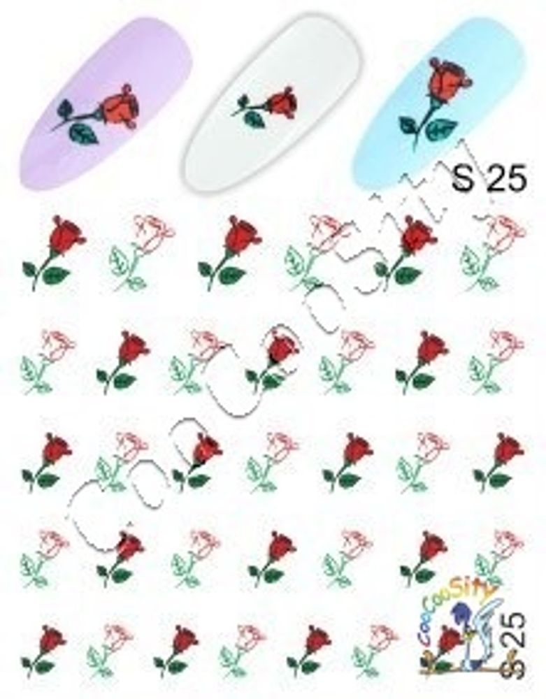 Слайдер-дизайн для ногтей Цветы S 25