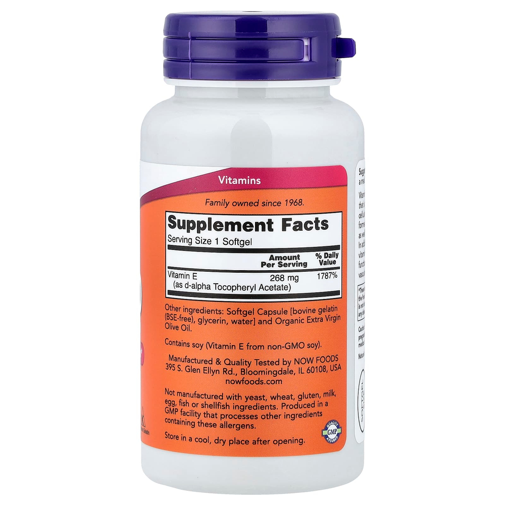 NOW Foods, E-400, 268 мг (400 МЕ), 100 мягких таблеток