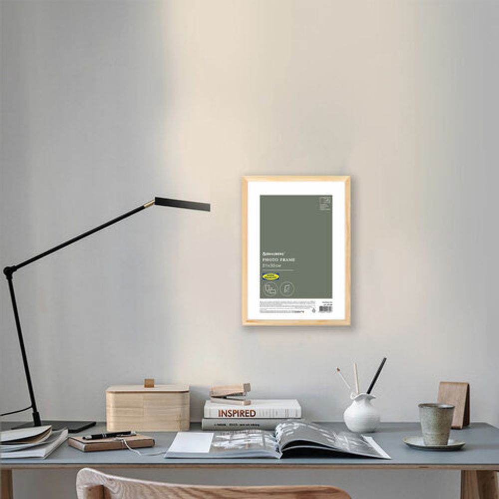 Рамка 21х30 см небьющаяся, аналог IKEA, багет 12 мм дерево, BRAUBERG "Woodray", цвет натуральный, 391360