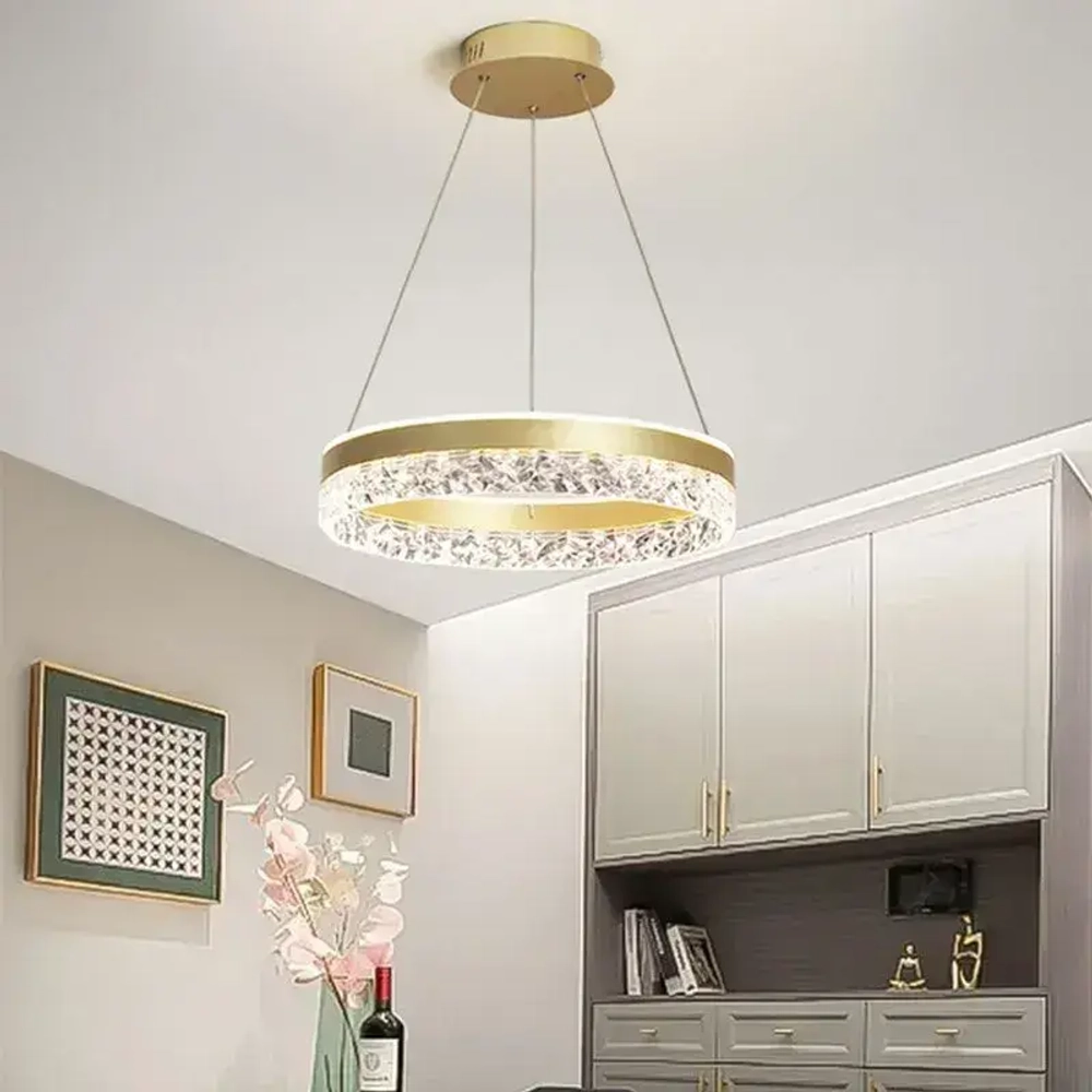 72 Вт золотая круглая из кованого железа светодиодная люстра подвесная потолочная с дистанционным управлением для спальни кухни гостиной