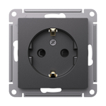 Systeme Electric AtlasDesign Базальт Розетка с/з со шторками, 16А, механизм