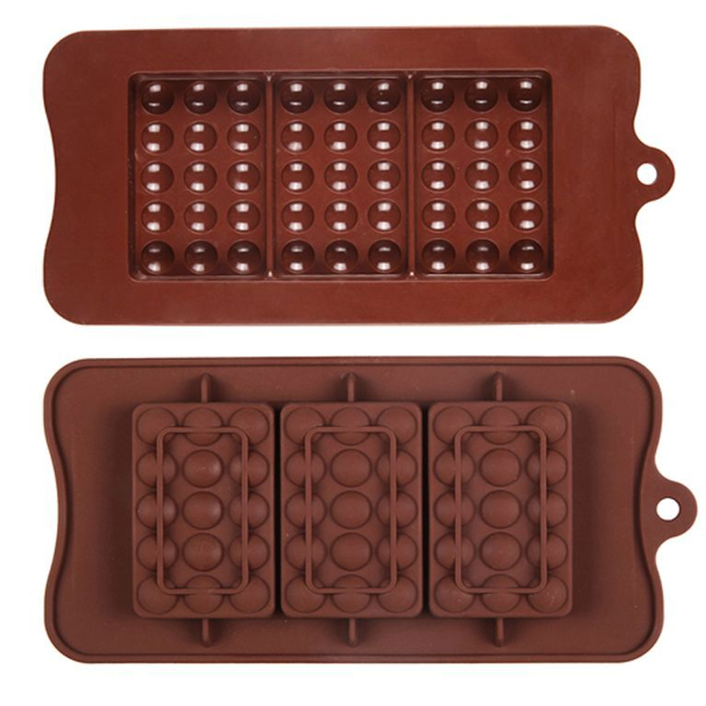 Форма силиконовая для шоколада «Плитки с шариками 3 в 1»