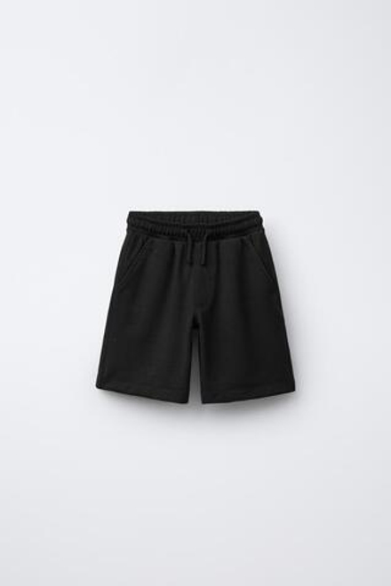 ZARA КОМПЛЕКТ ИЗ РУБАШКИ С КАРМАНОМ И ШОРТЫ-БЕРМУДЫ, ЧЕРНЫЙ