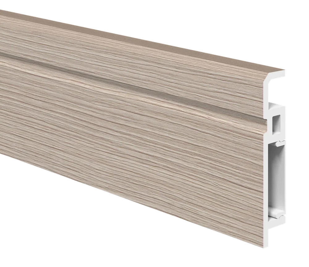 Напольный плинтус ПВХ Foresta Aviv Дуб светлый рифленый FA 012 2000х70х13 мм