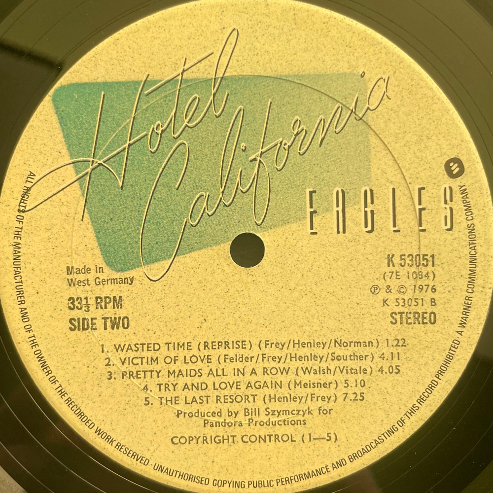 Eagles ‎– Hotel California (Англия 1976г.)