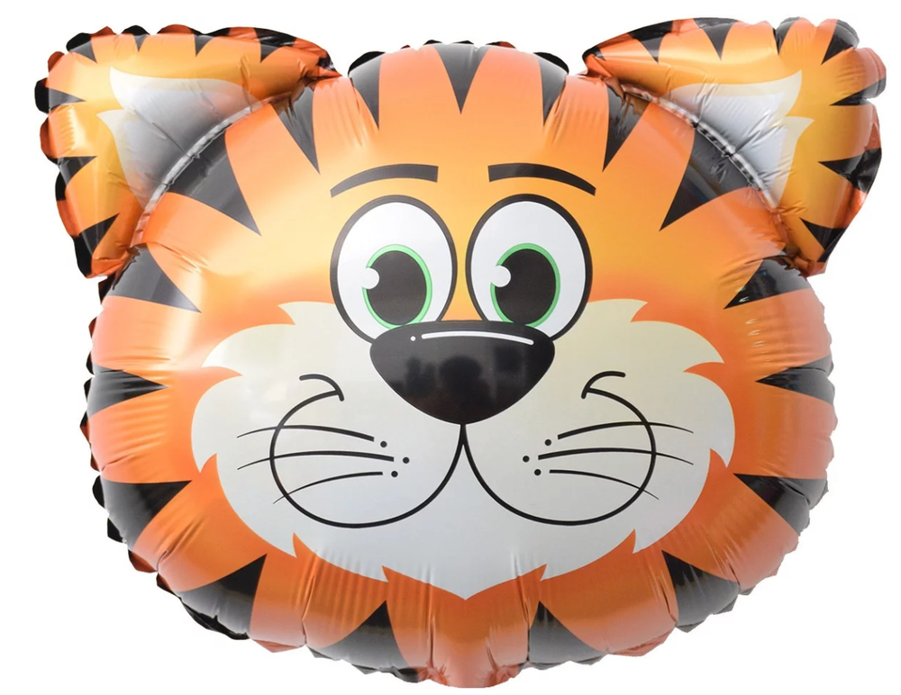 Шар с клапаном (14''/36 см) Мини-фигура, Голова, Тигр, 1 шт.