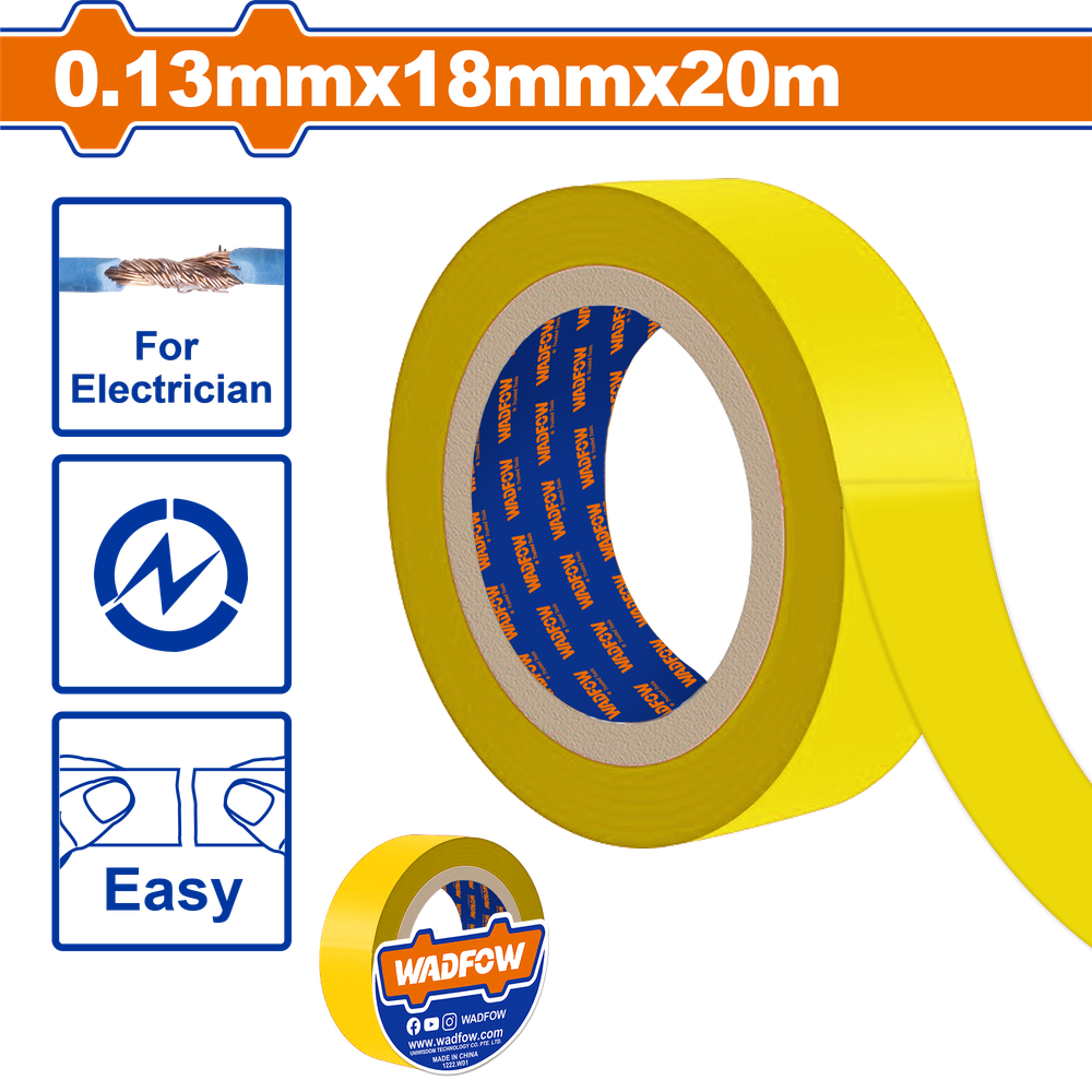 Изолента желтая ПВХ WADFOW WPN1011