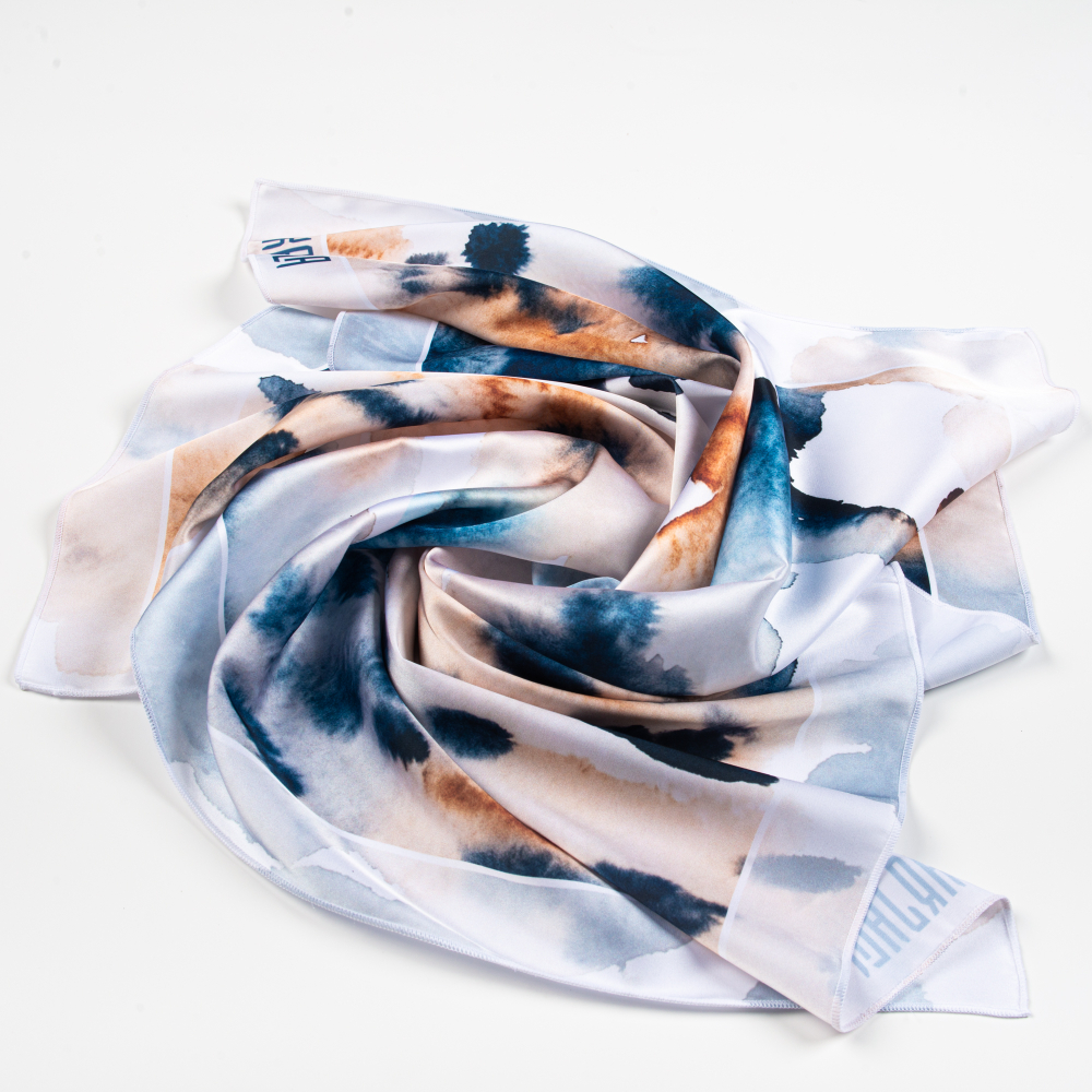 Шейный платок «Шерсть рыси, акварель», 70×70 см