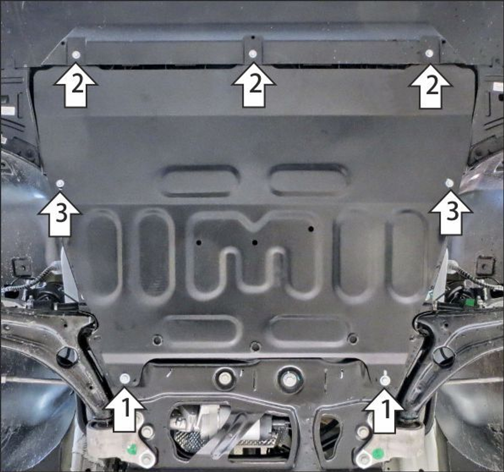 Защита картера двигателя и КПП (1,5 мм, сталь) для Exeed RX 2023-, Jaecoo J8 2024- АвтоСтандарт.59014