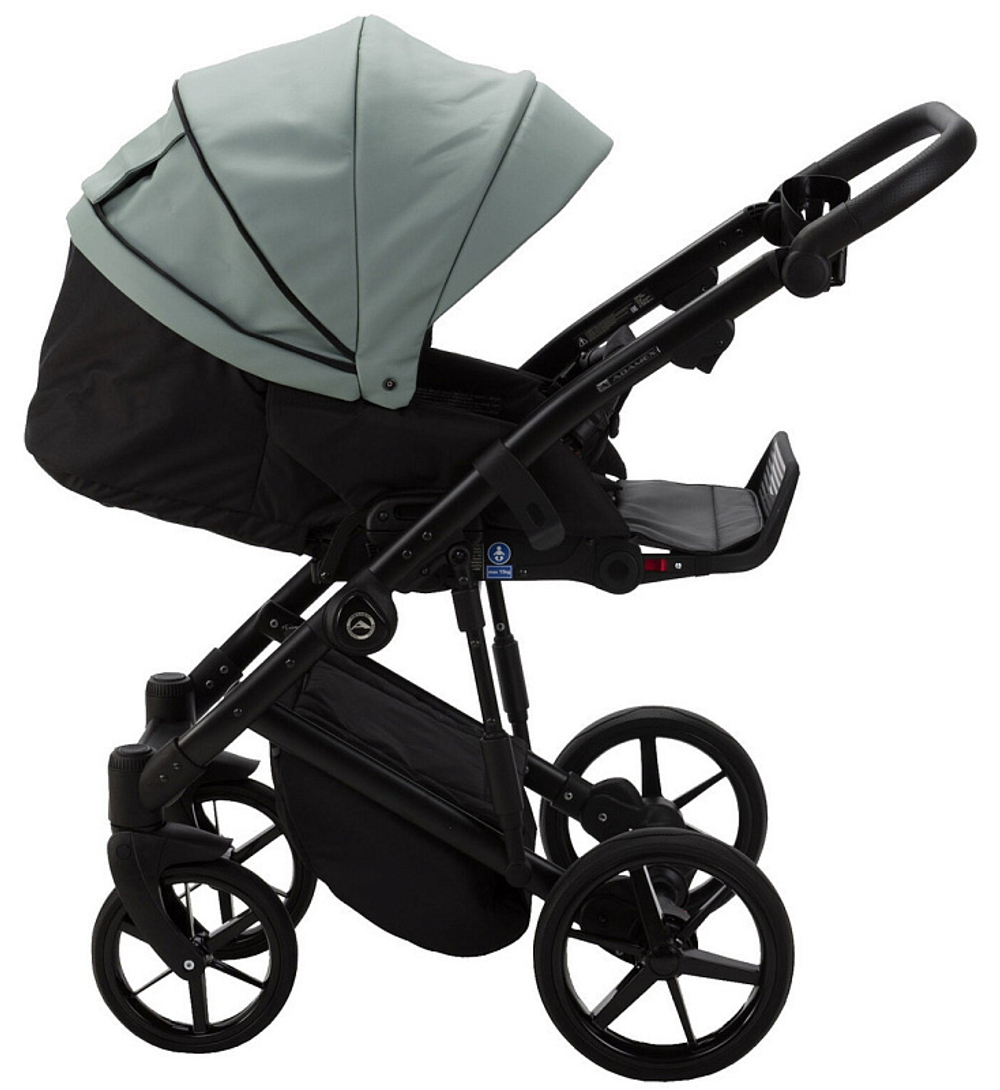 Детская коляска Adamex Mobi Deluxe 3 в 1 M-SA20 (СЕРО-ЗЕЛЕНАЯ КОЖА)