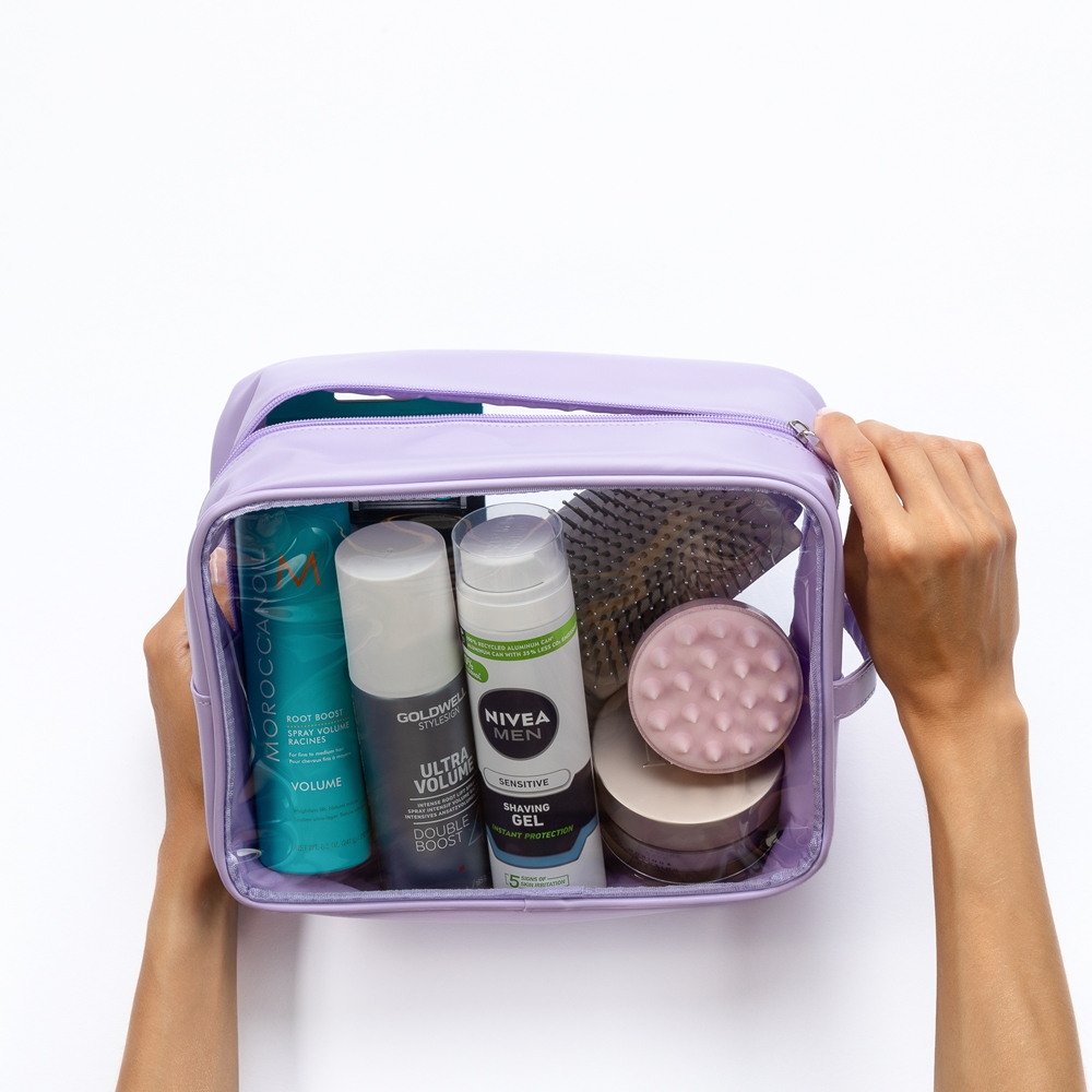 Notino Travel Collection Extra Large Clear Organizer - Прозрачная косметичка XL Purple 27,5x20x12,5 cm, 1 szt.