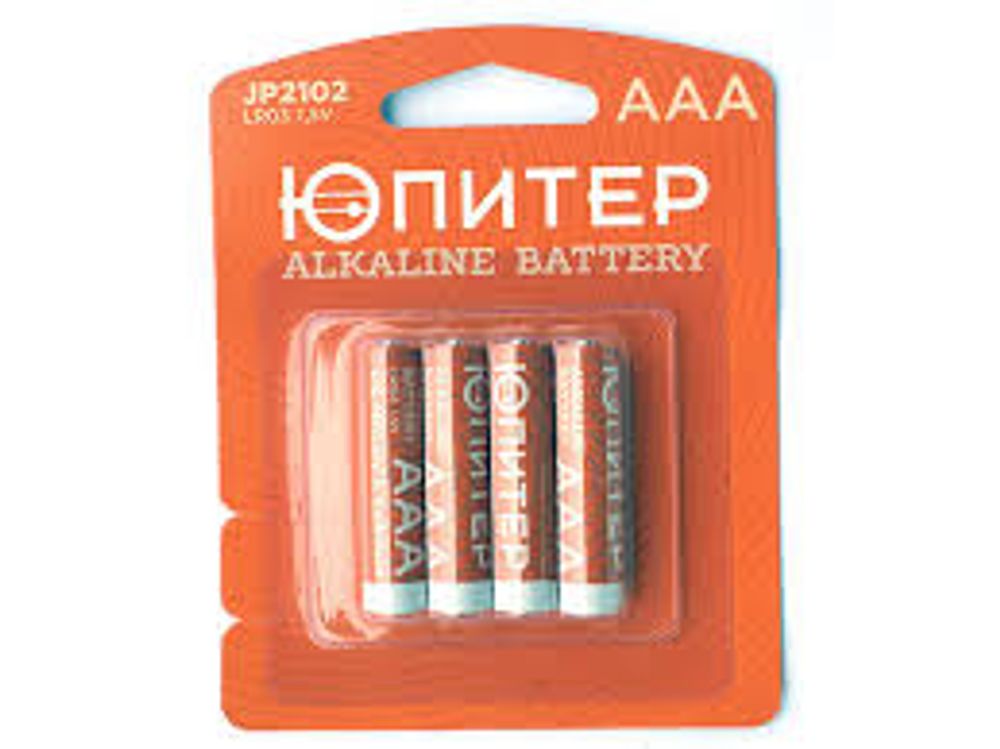 Батарейка ААА LR03 1.5V alkalaine 4шт ЮПИТЕР арт.JP2102 Китай