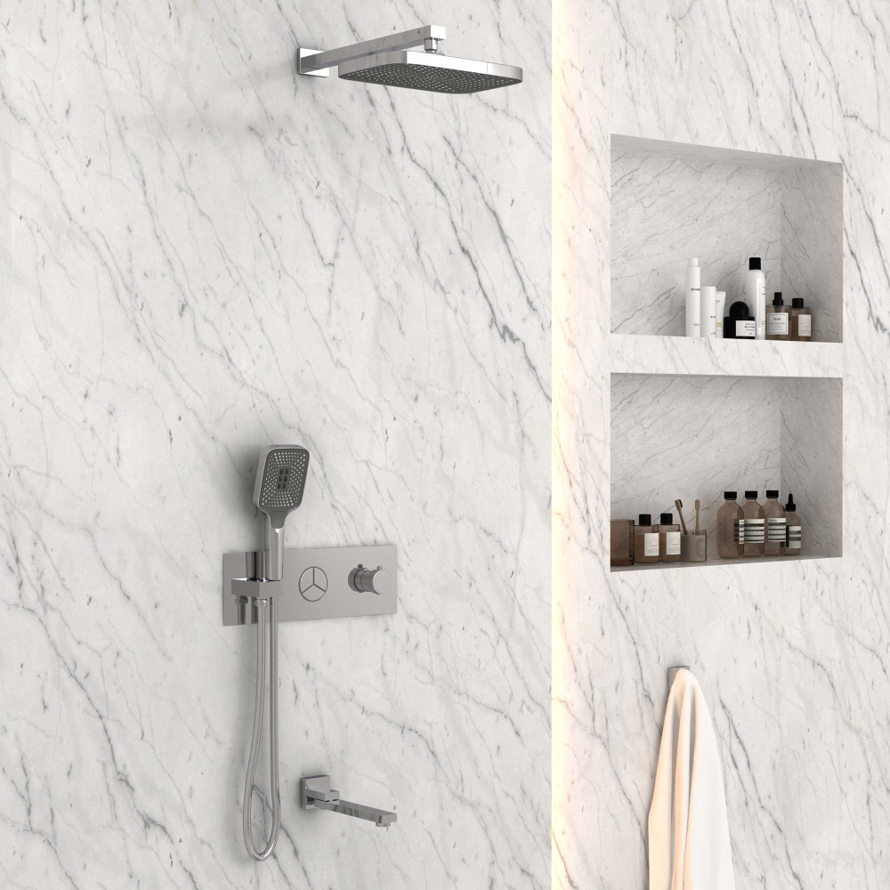 Душевой комплект Vincea VSFW-432T1CH встраиваемый, термостатический, 3 режима, хром