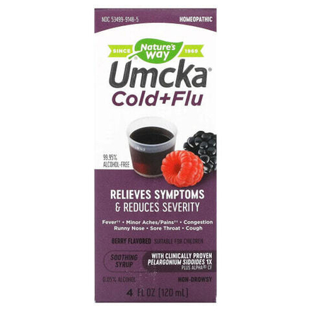 Nature's Way, Umcka, средство от простуды и гриппа, с ягодным вкусом, 120 мл (4 жидк. унции)