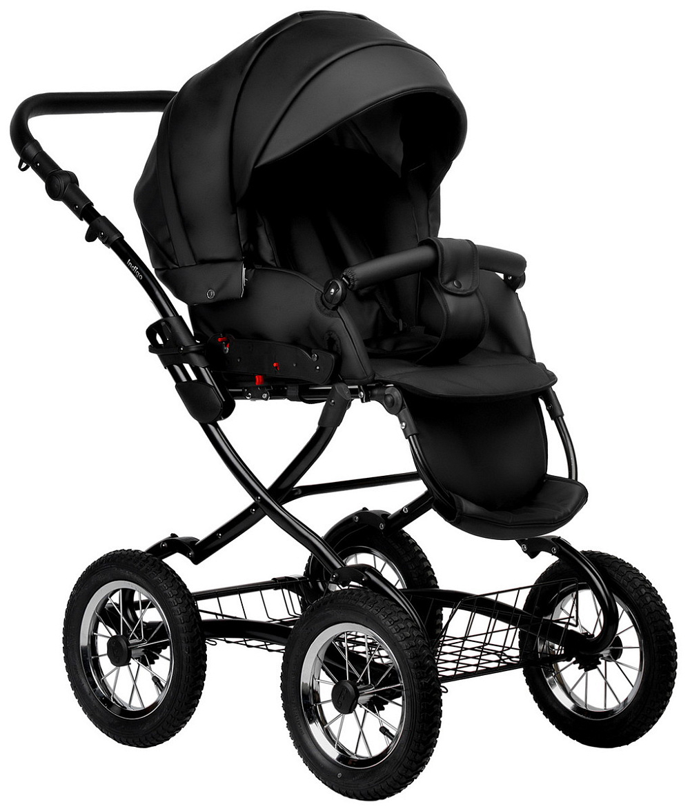Детская коляска Indigo Barbara Eco Classic 3 в 1 с автокреслом Avionaut Cosmo Black Be03 черная кожа