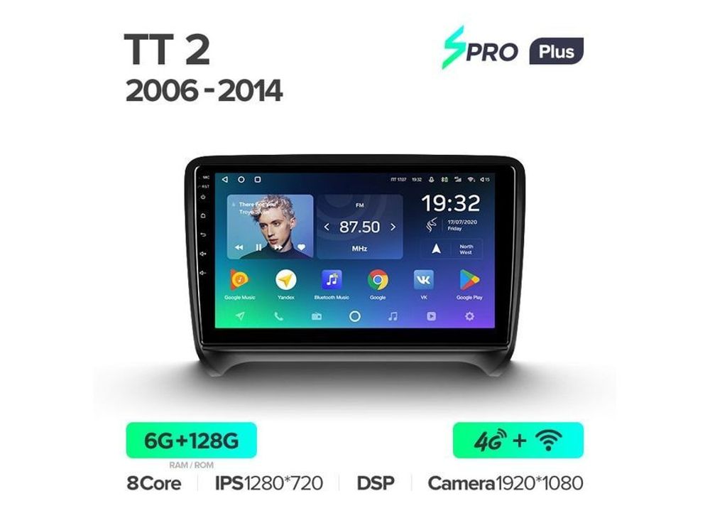 Магнитола Teyes SPRO Plus 6-128 Audi TT 2 8J 2006 — 2014 9.0&quot;